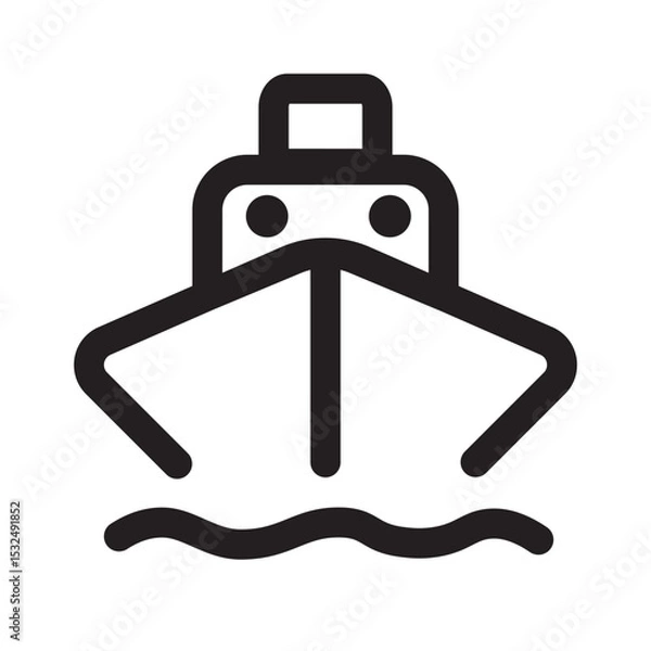 Obraz Minimalist illustration of a ship sailing on water, depicted with simple black lines.