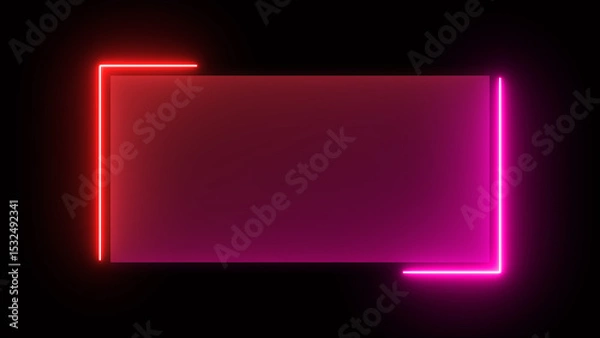 Obraz Abstract glowing red and purple color neon rectangle border frame looping background. Neon effect rectangle frame Loop background 4K