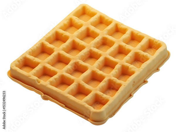 Fototapeta Tempting golden square waffle with crisp baked texture, perfect for breakfast