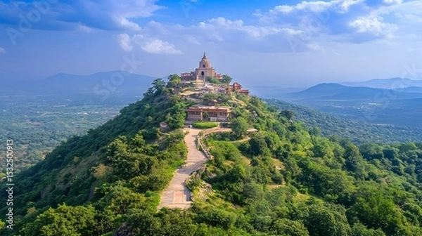Fototapeta Grand perspective of the Shankaracharya Temple hilltop view