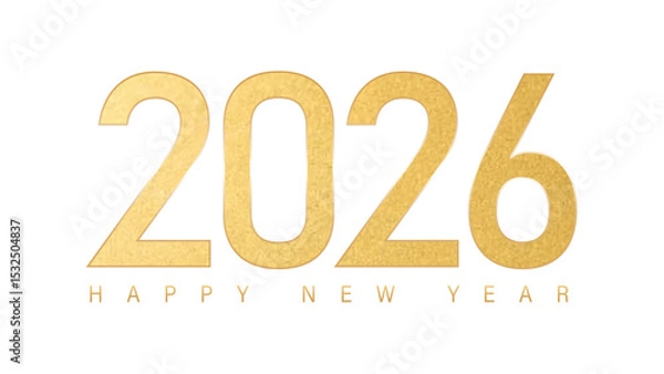 Obraz Happy new Year 2026 gold Text number isolated Background