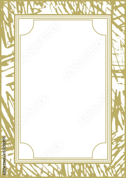 Fototapeta A4 golden frame with rough handwritten texture. Version 2. Vector illustration