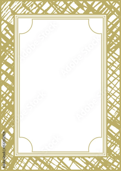 Fototapeta A4 golden frame with rough handwritten texture. Version 4. Vector illustration