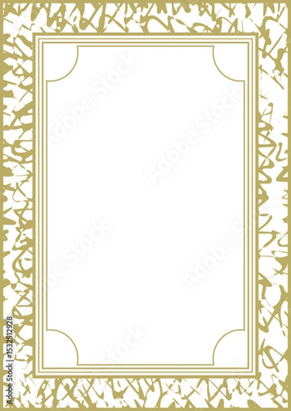 Fototapeta A4 golden frame with rough handwritten texture. Version 6. Vector illustration