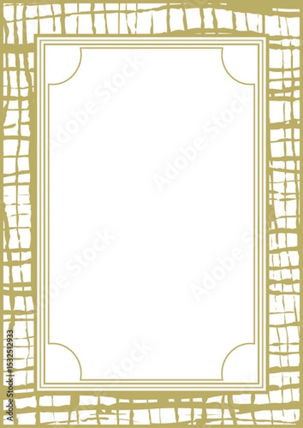Fototapeta A4 golden frame with rough handwritten texture. Vector illustration
