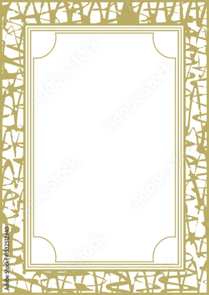 Fototapeta A4 golden frame with rough handwritten texture. Version 3. Vector illustration
