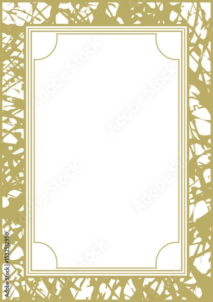 Fototapeta A4 golden frame with rough handwritten texture. Version 5. Vector illustration