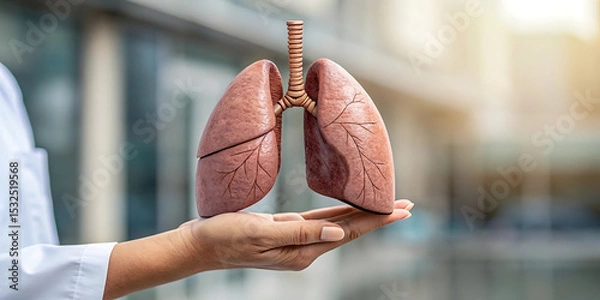 Obraz human lungs in hand