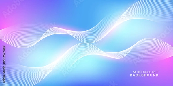 Fototapeta Abstract blue gradient background with shining lines waves. Minimalist background for banner, poster, cover, brochure, flyer, website