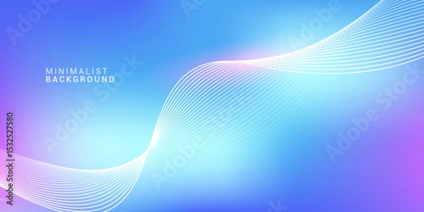 Fototapeta Abstract blue gradient background with shining lines waves. Minimalist background for banner, poster, cover, brochure, flyer, website