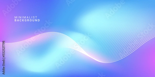 Fototapeta Abstract blue gradient background with shining lines waves. Minimalist background for banner, poster, cover, brochure, flyer, website