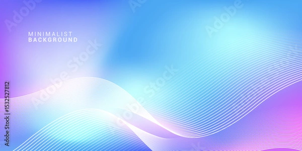 Fototapeta Abstract blue gradient background with shining lines waves. Minimalist background for banner, poster, cover, brochure, flyer, website