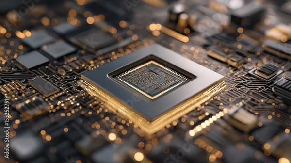 Fototapeta Advanced quantum processor technology in detail