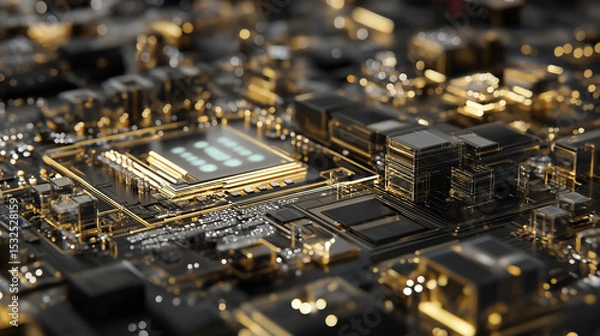 Fototapeta Advanced quantum processor in high-tech setting