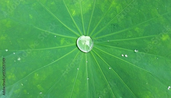 Fototapeta 蓮の葉の中心に溜まる水滴/パラボラ１