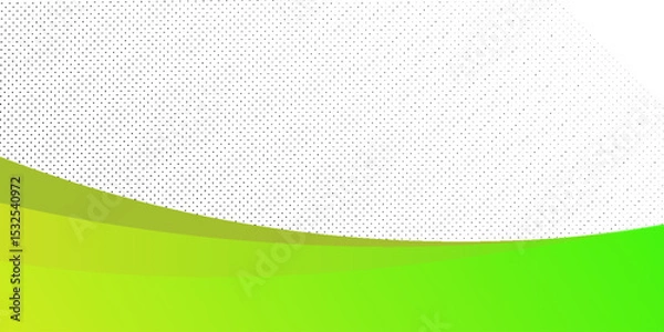 Fototapeta Modern abstract background with green curved waves and halftone dot pattern, ideal for business, technology, or eco-friendly themes.