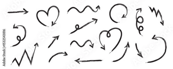 Obraz set of simple handdrawn arrows isolated vector illustration