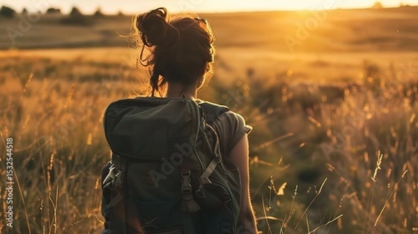 Fototapeta Vibrant imagery evoking an adventurous mood, featuring a hiker trekking through mountain trails with a backpack, a rock climber scaling a cliff, and a cyclist navigating a forest path under a dramatic
