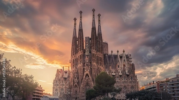 Obraz The Enchanting Beauty of a Cathedral Under the Golden Sunset