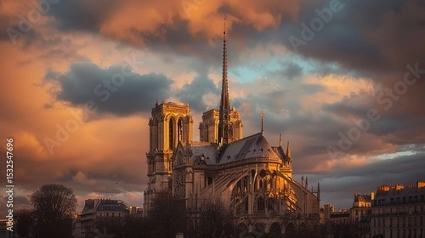 Obraz The Enchanting Beauty of a Cathedral Under the Golden Sunset