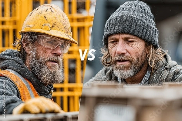 Obraz Safety Comparison of Truck Drivers at a Cargo Loading Site Generative AI
