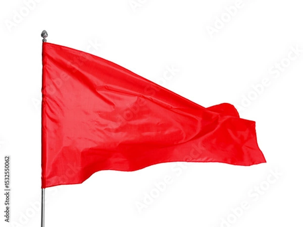 Fototapeta One red flag on white background. Mockup for design