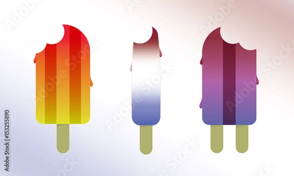 Fototapeta Vector Illustrations of Various Eaten Popsicles