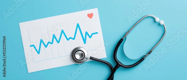 Obraz Health care check-up monitoring patient well-being with stethoscope and graph data record in scientific research environment