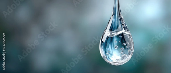 Obraz Raindrop capture water droplet reflections blue liquid environment cool transparent tear in nature wet and shiny viewpoint perfect for water lovers