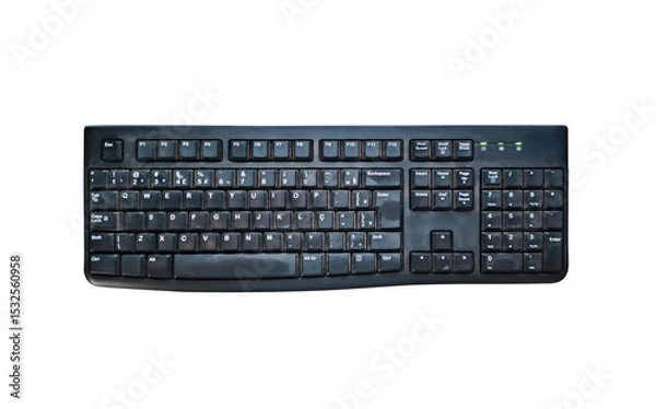 Fototapeta Old black computer keyboard with visible dirt and wear