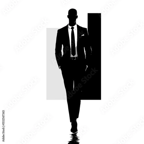 Fototapeta vector silhouette of a man in a business suit on a white background .Generative AI