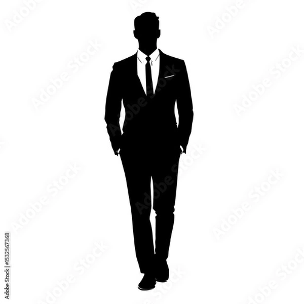 Fototapeta vector silhouette of a man in a business suit on a white background .Generative AI
