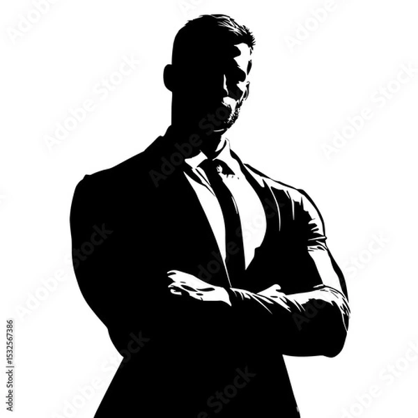 Fototapeta vector silhouette of a man in a business suit on a white background .Generative AI