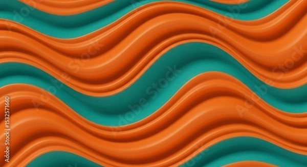 Fototapeta Abstract wavy pattern of alternating orange and teal colors