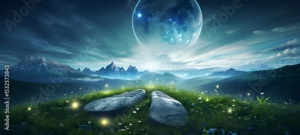 Fototapeta Galaxy Version of grass world, ai generative