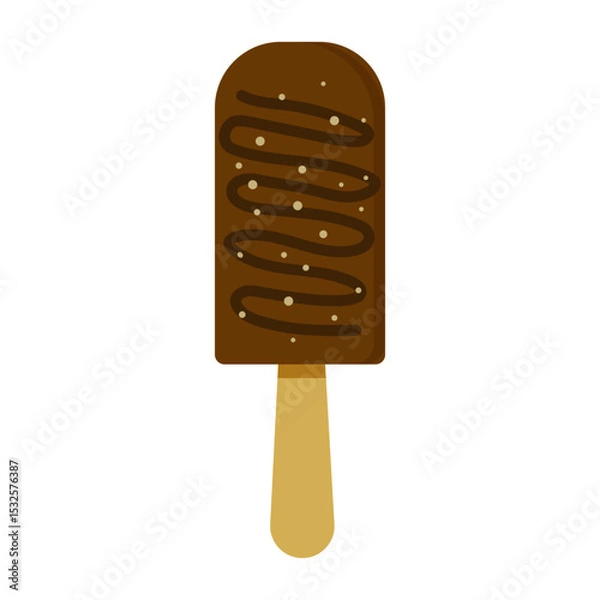 Fototapeta Enjoying a delicious chocolate ice cream bar on a sunny day while relaxing outdoors