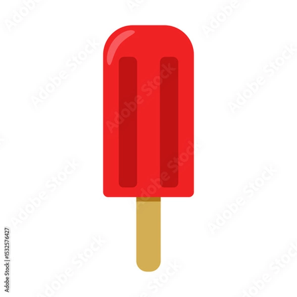 Fototapeta Bright red popsicle on a wooden stick perfect for a hot summer day at a beachside picnic