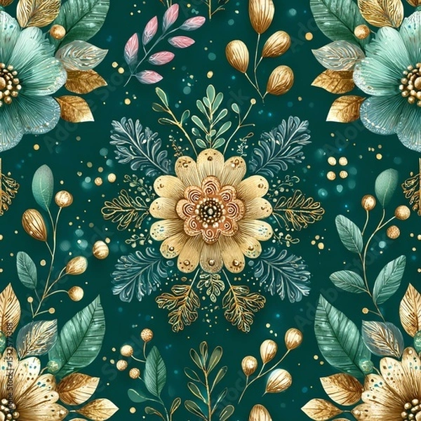 Fototapeta Colorful floral pattern with intricate details.