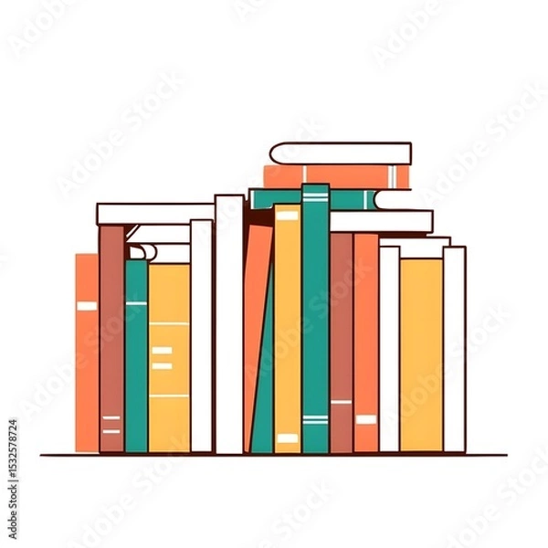 Fototapeta A stack of books with a variety of colors and sizes
