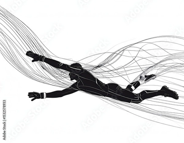 Obraz Goalkeeper diving and trying to save the penalty during soccer match