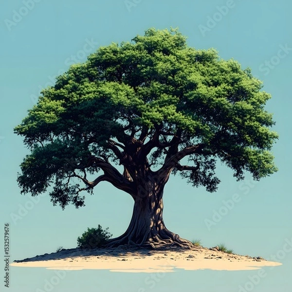 Fototapeta Modern Graphic Vector Artwork of a Baobab Tree in Flat 2D Style with Transparent Background Emphasizing Simplicity and Creativity