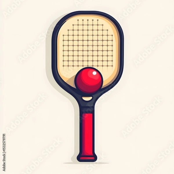Fototapeta Contemporary Flat 2D Vector Pickleball Paddle and Ball Icon with Transparent Background Optimized for Sports Applications and Digital Media