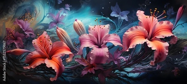 Fototapeta Galaxy Version of flowers world, ai geberative