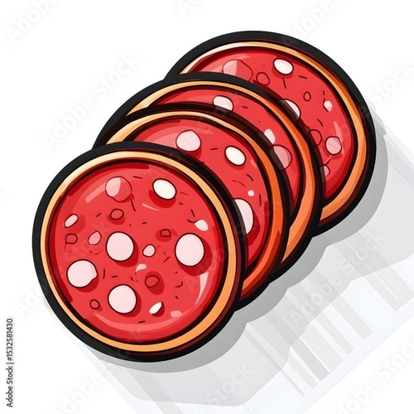 Fototapeta Minimalist Pepperoni Salami Icon with Flat 2D Vector Design on Transparent Background for Modern Food Branding and Digital Illustration