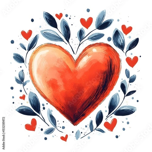 Fototapeta Creative Flat 2d Vector Illustration of a Handcrafted Heart Icon with Transparent Background and Elegant Valentine Doodle Elements