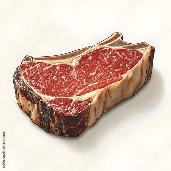 Fototapeta Artistic Minimalist T-Bone Steak Icon in Transparent Vector Graphic Emphasizing Clean Lines and Authentic Meat Texture for Culinary Branding