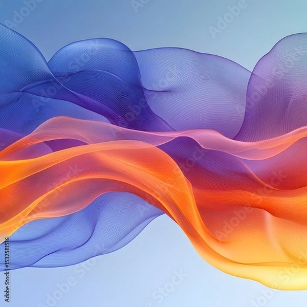Fototapeta Modern Flat 2D Vector Illustration Featuring Creative Corner Mesh Waves with Gradient Color Transitions on a Transparent Background for Contemporary Visual Effects