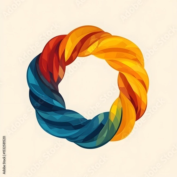 Fototapeta Creative Abstract Logo with Interlocking Hands Within a Circular Emblem Illustrating Teamwork, Friendship, and Business Unity