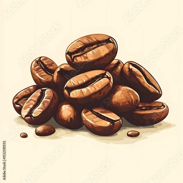 Fototapeta Cheerful Coffee Beans Vector Art for Innovative Digital Marketing and Promotional Collateral