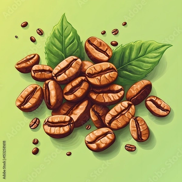 Fototapeta Dynamic Flat Cartoon Coffee Beans Artwork for Modern Digital Platforms and Promotional Print Media